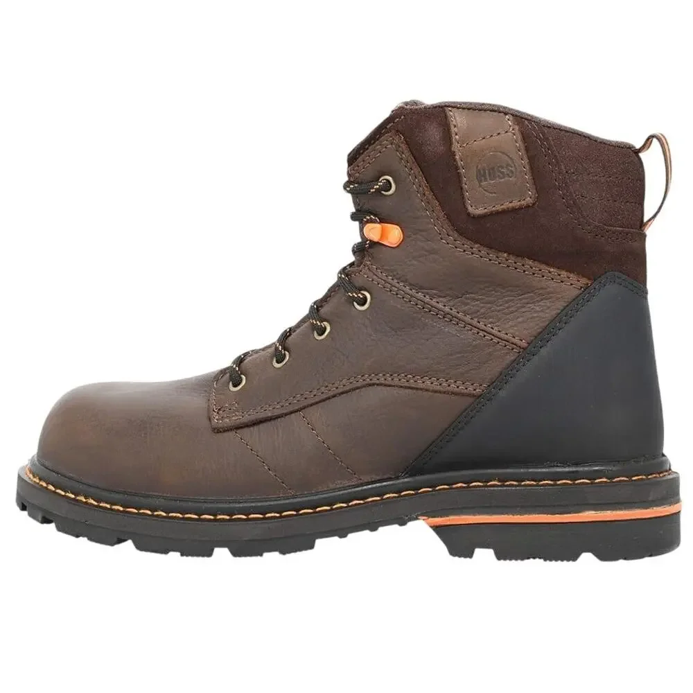 Big Hoss Mens Carson 6 in Work Boot US 7 XXW 6E Brown Composite Toe Leather NIB